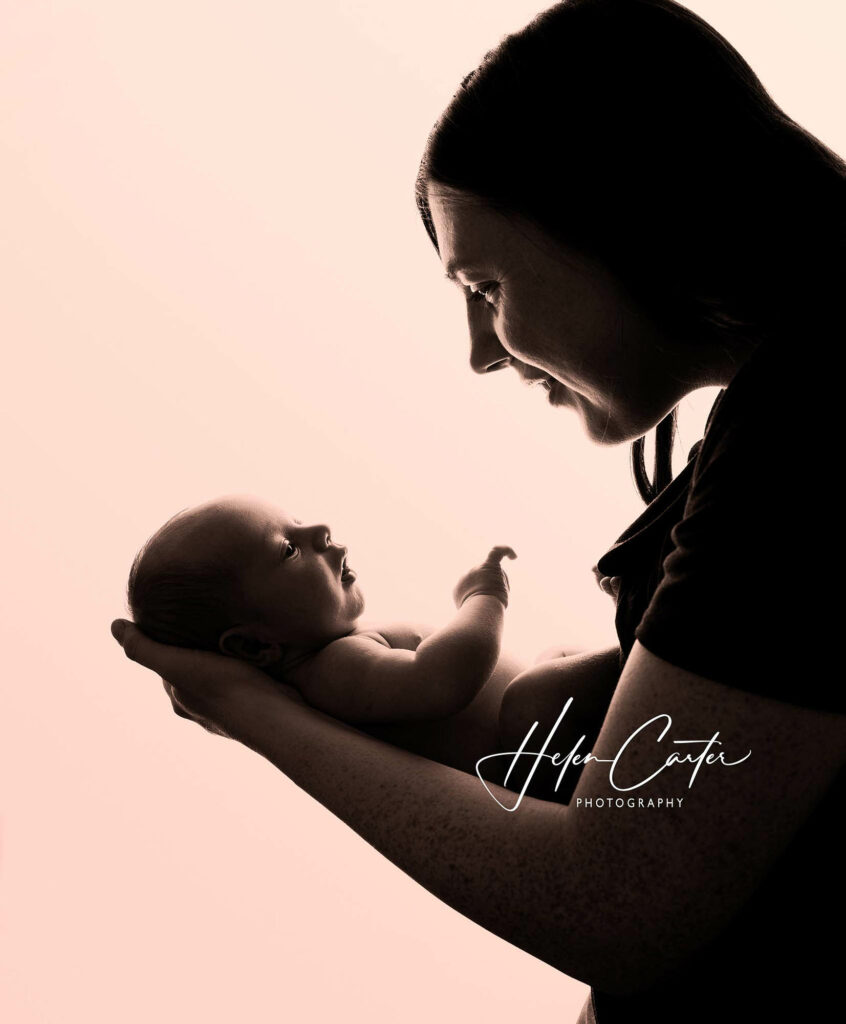 Silhouette newborn taken by Abingdon baby photographer